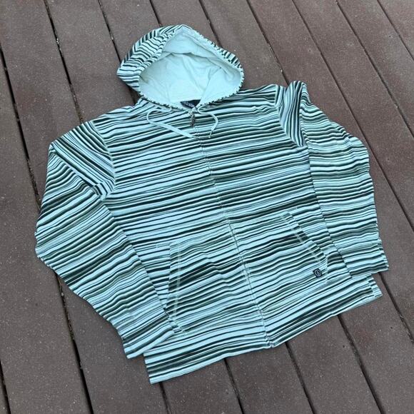 Vintage VTG Y2K Skater Volcom Stripe Zip Up Hoodie Sweatshirt - Picture 5 of 8